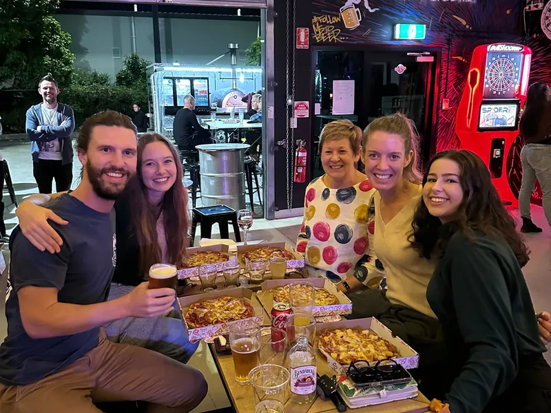 Pizza night, off the clock.