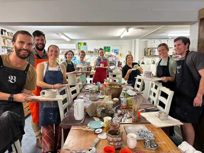 Team pottery class.